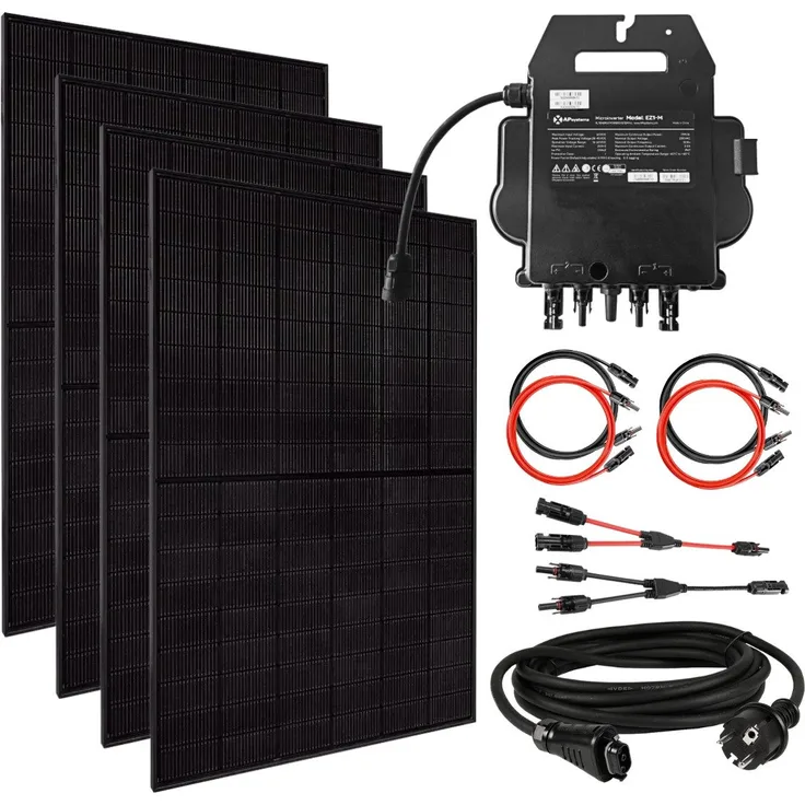 MyVoltaics Balkonkraftwerk MyBasic 1760+ Watt Solaranlage – Premium transparent Variante (4 Solarmodule TopCON Technologie Bifazial Wechselrichter steckerfertig)