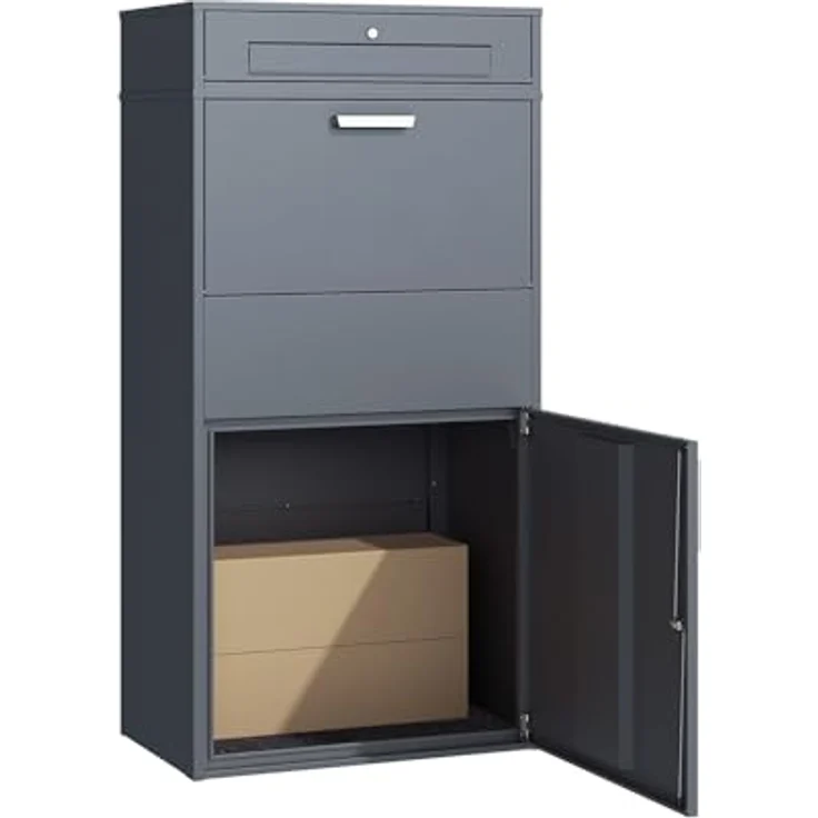 Westmann Briefkasten 'Pavo' mit Paketbox, abschließbare Wetterfeste Stahlkonstruktion in Anthrazit, 72 x 128 x 45 cm – Bild 1
