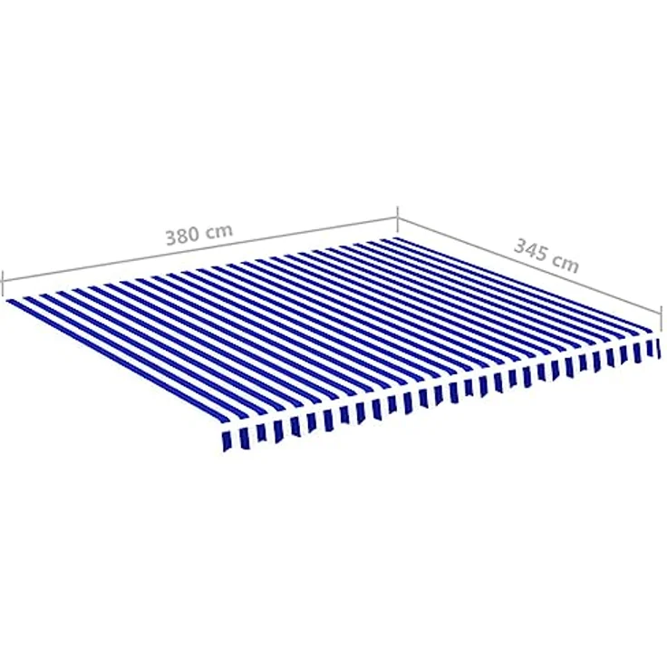 DELUKE® Markisenbespannung Markisenstoff Wasserabweisend Reißfest | Blau-Weiß, für 400x350cm Rahmen mit Volant – Bild 2