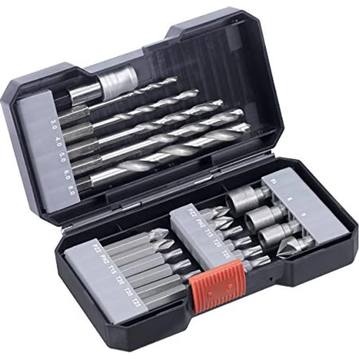 kwb 108805 22-teilige Bit und Bohrer-Box m. Sechkant-Schaft, 5 x HSS Metallbohrer und Bits PH, PZ u. Torx im Set inkl. Senker, Bit-Halter u. Steckschlüssel-Bits – Bild 3