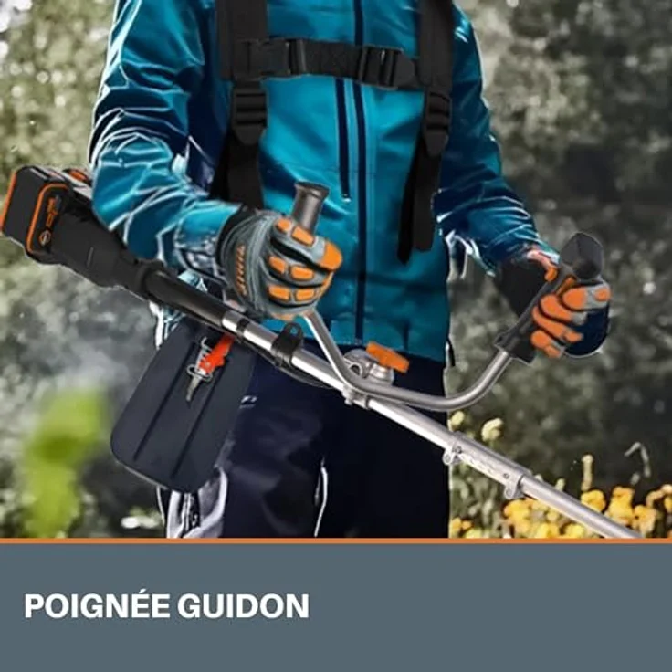 Worx PowerShare 20V Akku-Rasentrimmer WG084E.9, bürstenloser Motor, Schnittbreite Faden 38 cm, ohne Akku, ergonomisches Design – Bild 5