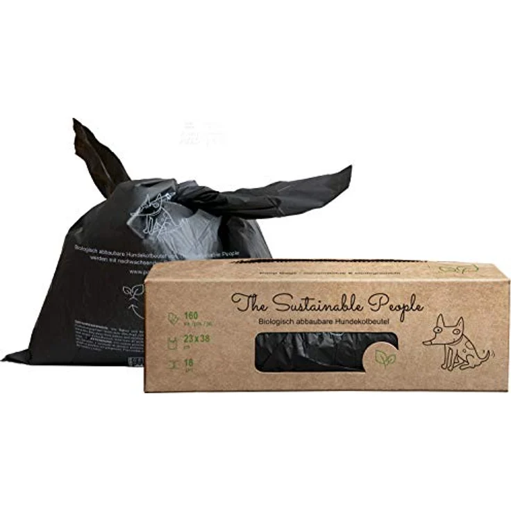TSP Bioabbaubare Hundekotbeutel mit Henkeln - OK compost HOME zertifiziert - 100% heim-kompostierbar und biologisch abbaubar - Gross, Extra Dick (18µm) - Großrolle (160 Stück) – Bild 4