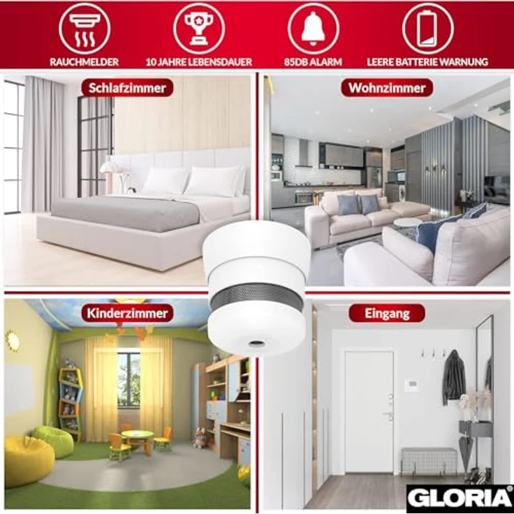 Gloria Rauchwarnmelder Rauchmelder (inkl. 10 Jahres-Batterie) – Bild 6