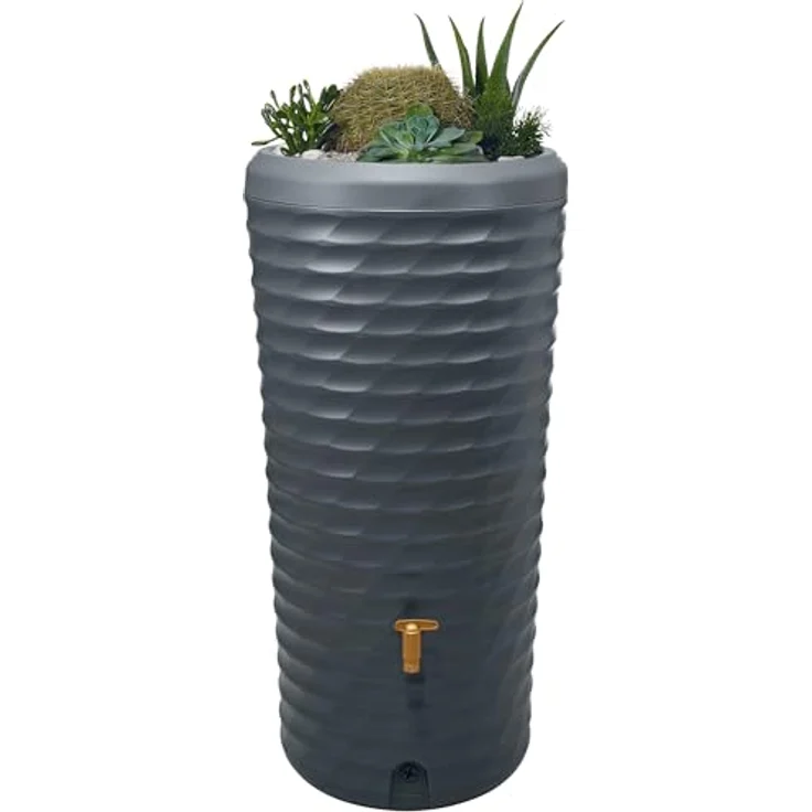 4rain Jolie 2in1 Regenspeicher Regentonne 230 Liter Graphite Grey, Wasserbehälter mit Pflanzschale und Auslaufhahn – 100% recyclebar, Made in Germany – Bild 4