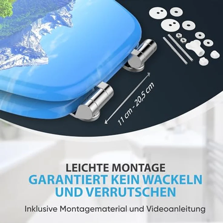 Sanilo WC Sitz Alpen, Hochwertiger Toilettendeckel aus Holz mit Absenkautomatik, antibakterieller Oberfläche – Bild 5