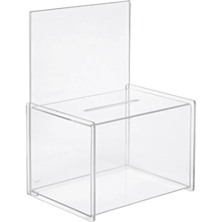 SIGEL VA150 Spendenbox / Losbox, mit Einstecktafel für A4, Acryl, 22,5 x 17 x 30 cm – Bild 2