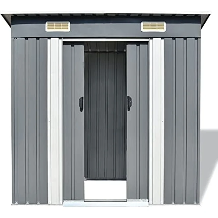 vidaXL Gerätehaus Metall Grau Geräteschuppen Gartenhaus Garten Schuppen Lager – Bild 4