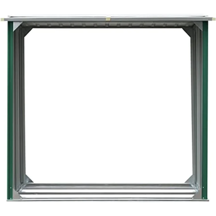 vidaXL Brennholzlager Kaminholzunterstand Brennholzregal Brennholzunterstand Kaminholzständer Holzlager Verzinkter Stahl 172x91x154cm Grün – Bild 3