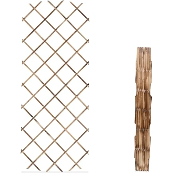 Relaxdays Rankgitter ausziehbar, 3er Set Holz, geflammt, 180x90 cm, ideale Rankhilfe für Kletterpflanzen, Blumengitter zur Wandmontage – Bild 5