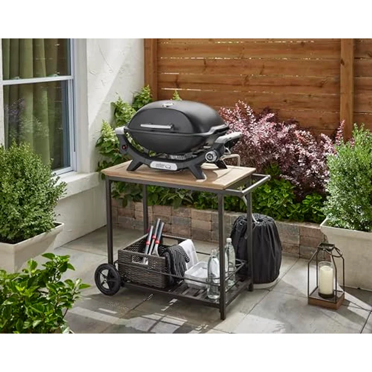 Weber Q2100N Gasgrill, 53 x 38cm Grillfläche, 1 Brenner, hoher Deckel, porzellanemaillierter Guss-Grillrost, Schwarz – Bild 6