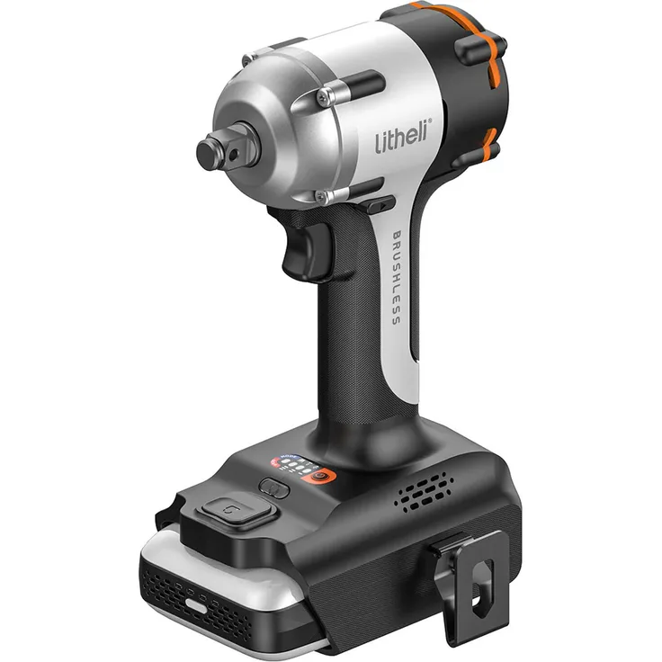 Litheli U20QZ00-0U120, Schlagschrauber mit bürstenlosem Motor, 230 Nm Drehmoment, 3300 IPM Schlagfrequenz, inkl. 2 Ah Akku und USB-C Powerbank-Funktion