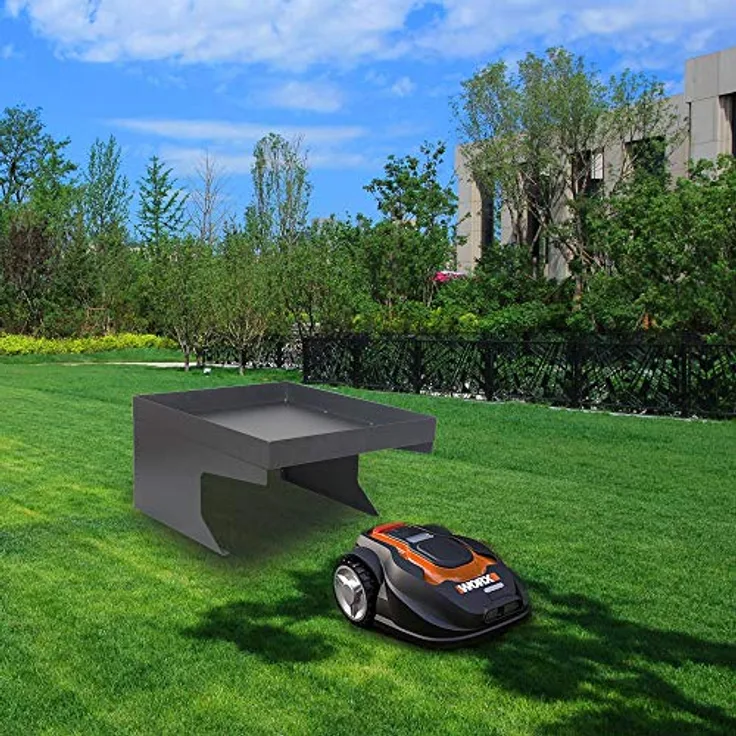 Bc-elec HMGL01 Garage für Rasenmäher-Roboter, verzinkter Stahl mit Carport Dach, anthrazitgrau, 60x70x36cm