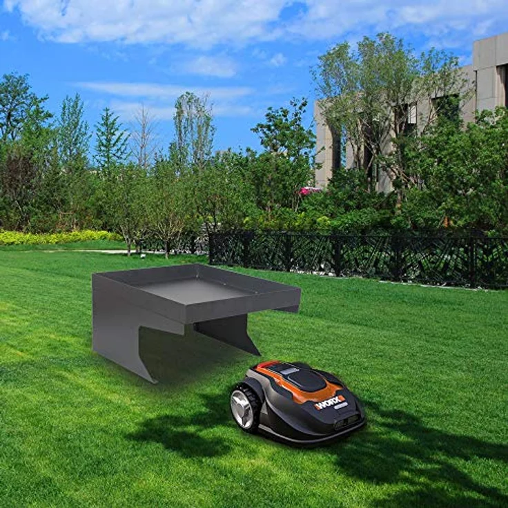 Bc-elec HMGL01 Garage für Rasenmäher-Roboter, verzinkter Stahl mit Carport Dach, anthrazitgrau, 60x70x36cm – Bild 1