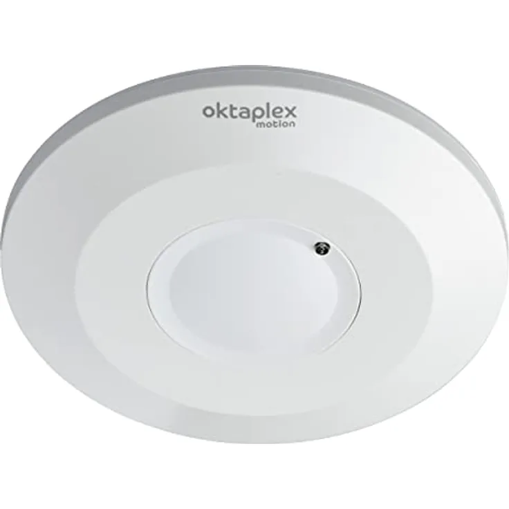 Oktaplex Ida Decken-Bewegungsmelder flach 360° Hochfrequenz-Sensor 2-16m Reichweite 230V Präsenzmelder weiß mit Dämmerungssensor