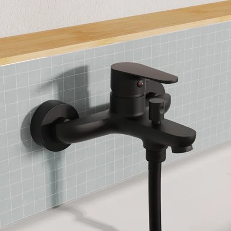 Eisl Wannenfüllarmatur Claudio, elegante Badarmatur in Schwarz Matt mit Qualitäts-Kartusche und 160 mm Ausladung – Bild 6