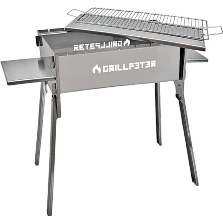 Grillpeter Mangal Izmir Steckmangal, 2 mm Edelstahl Schaschlikgrill für Holzkohle – Bild 3