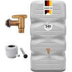 Garantia CUBUS Regentonne Komplett-Set 340 Liter betongrau - Umweltfreundliche Regenwassernutzung, modernes Design, praktische Wasserentnahme