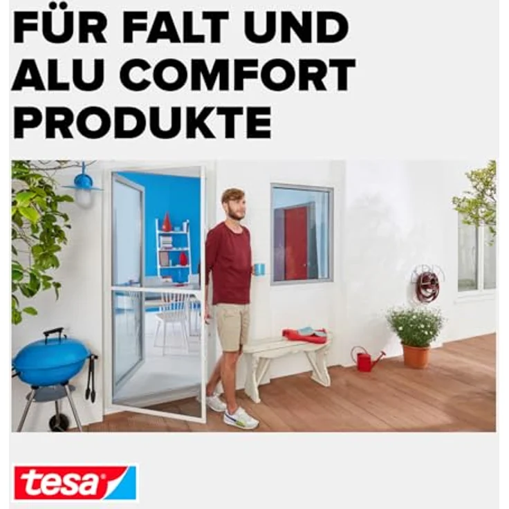 tesa Insect Stop Fliegengitter Ersatzrolle aus Fiberglas-Gewebe für tesa ALU COMFORT Mückennetz Fenster & Tür - Ersatz-Rolle 120cm x 250cm, anthrazit – Bild 6