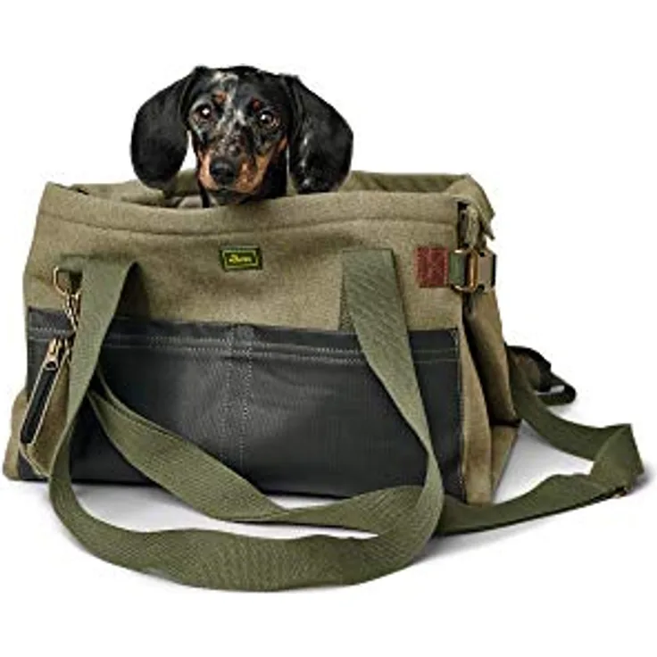 HUNTER Madison 2-in-1 Tragetasche & Decke für Hunde und Katzen, praktisch für unterwegs und auf Reisen Farbe Khaki, Größe one-Size