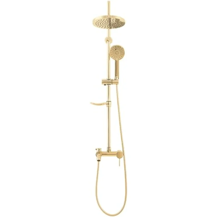 Rea Duschsystem LUIS Gold, Duschset mit Duscharmatur und 20x20 cm Regendusche aus Messing, Oberflächenmontiert, Schlauchlänge 150 cm – Bild 5