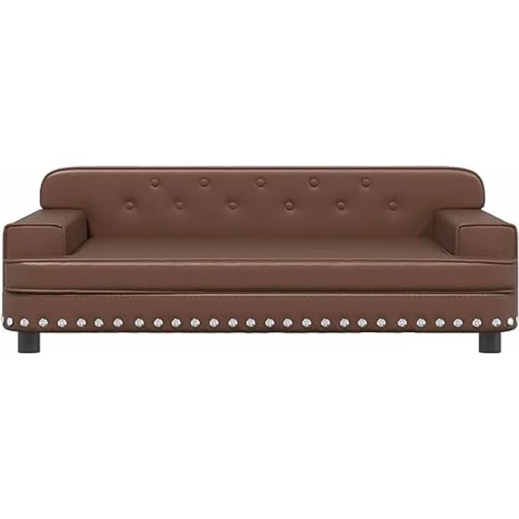vidaXL Hundebett, Hundekissen mit weicher Polsterung, Hundesofa Hundecouch für kleine Hunde Haustiere, Haustierbett Katzenbett, Braun Kunstleder – Bild 3