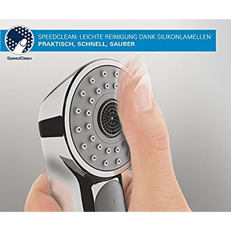 Grohe Tempesta 100, Duscharmatur mit Handbrause, Wandhalter und Schlauch, ShockProof Silikonring, Strahlarten Rain & Jet – Bild 3