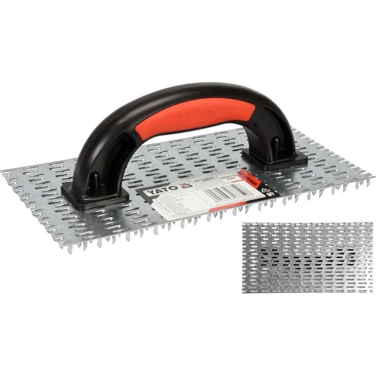Yato Gipsabzieher YT-52471, 248 x 133 mm, verzinkter Stahl mit 2-Komponenten-Kunststoffgriff, schwarz/rot