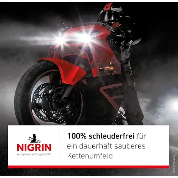 Nigrin Ketten-Sprühfett 'Moto-Bike Dry Lube', transparent, 400 ml, hohe Schleuderfestigkeit, geeignet für O-, Z- und X-Ring-Ketten – Bild 7