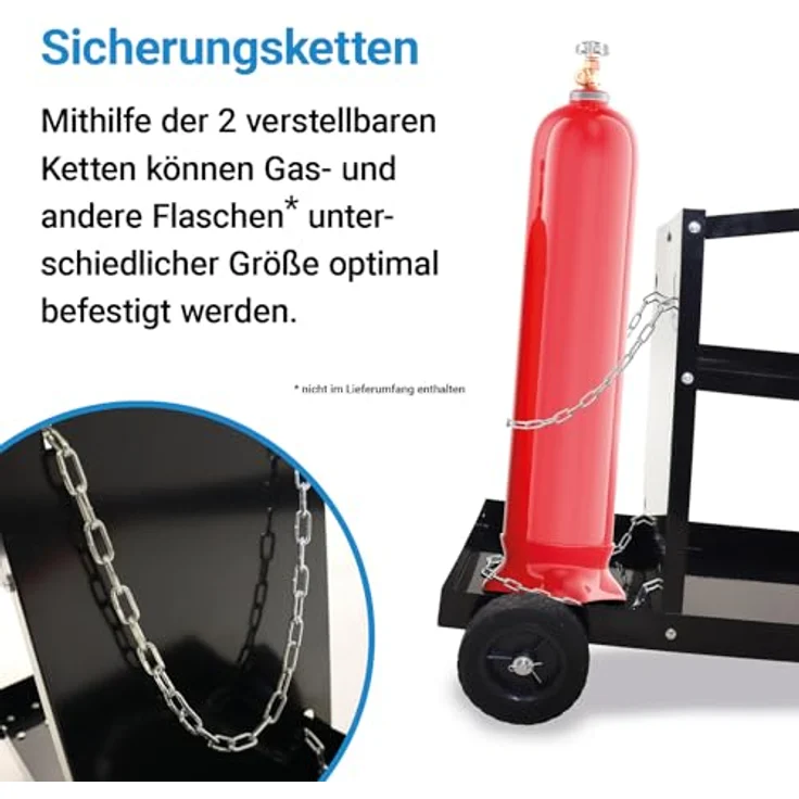 Bituxx MS-17226 Werkzeugwagen für Schweißerwerkzeug, 3 Ablagen, mobil, max. Traglast 40 kg, inklusive Kettensicherung – Bild 3