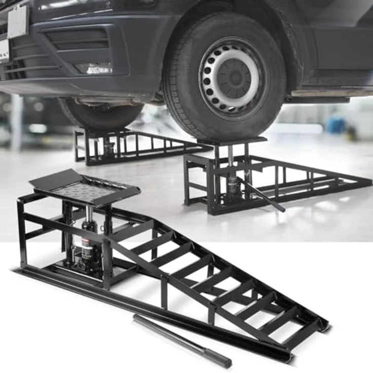 Stahlwerk GTH-14 ST, hydraulische Auffahrrampe mit integrierten Wagenheber, Tragkraft 5 t, Hubhöhe 23,5 - 34 cm – Bild 9