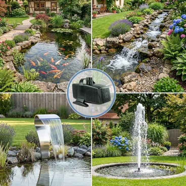 KERRY Teichpumpe 230 V – 6.000 L/H, 10m Kabel, 350 cm Förderhöhe, 95 Watt, Bachlaufpumpe, Wasserspielpumpe und Zimmerbrunnen-Pumpe | Brunnenpumpe – Bild 8