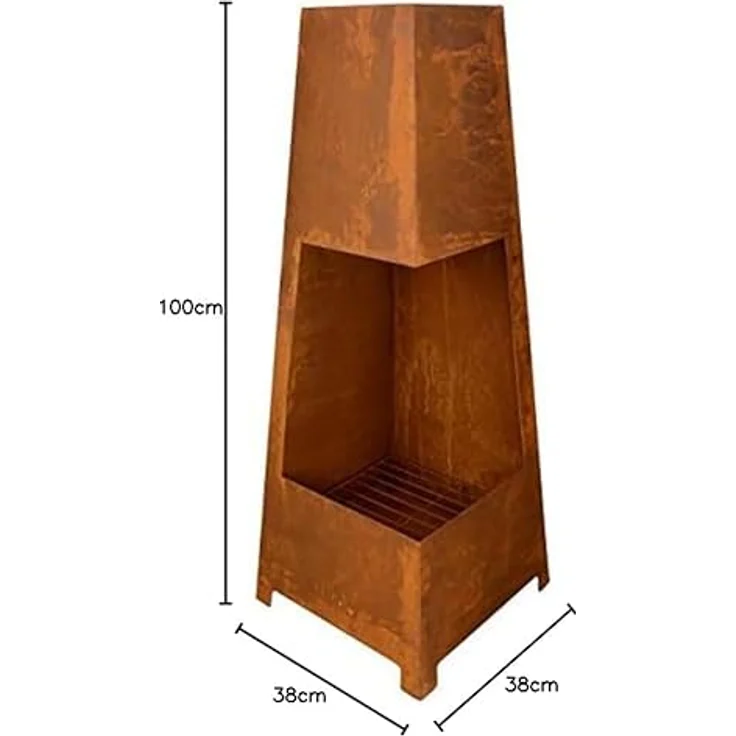 Jet-Line Feuerstelle Burbank, Gartenofen in Rost-Optik, 100 cm hoch, vielseitig als Kaminfeuer und Grillstelle nutzbar – Bild 4