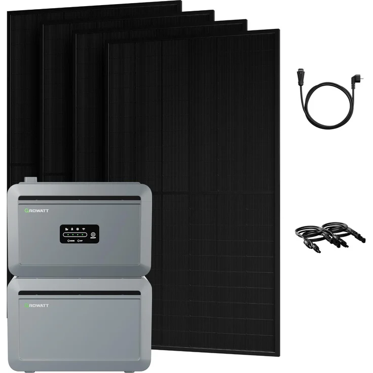 Powerness Balkonkraftwerk Growatt NEXA 2000, 2048Wh Speicher mit 4x 500W Bifazial Solarmodulen und Optionalem NEXA2000E Erweiterungsakku (0% MwSt)