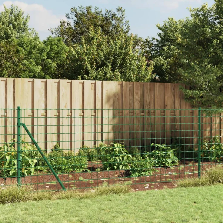 vidaXL Maschendrahtzaun mit Bodenhülsen, grün, verzinkter Stahl, 1 x 25 m, UV-beständig, rostresistent – Bild 1