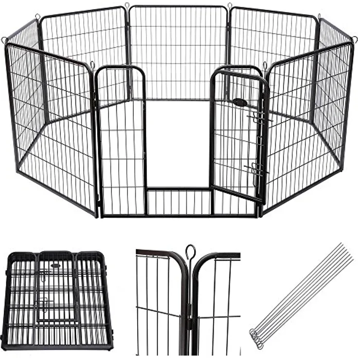 Melko Welpenauslauf Freilaufgehege aus 8 Elementen, Grau, pro Element 80 x 60 cm (B x H) - Preisvergleich