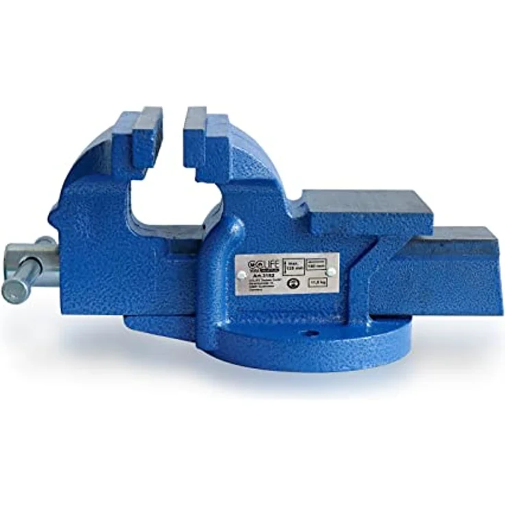 CCLIFE Schraubstock 100mm, feststehend mit 125mm Spannweite, blau, Eisen – Bild 6