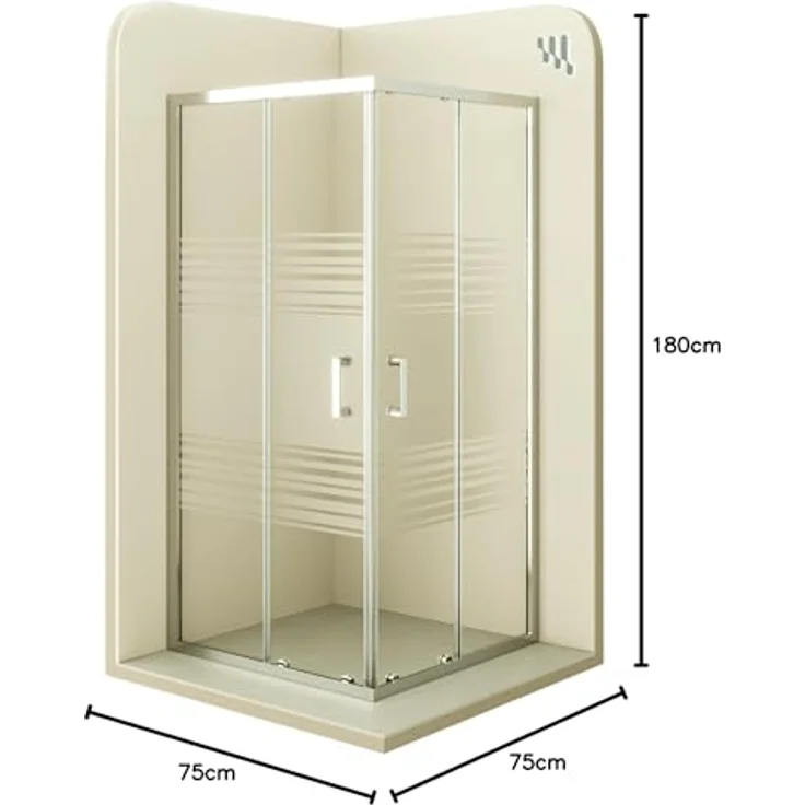 i-flair Eckdusche DIANA, Schiebetür Duschkabine 75x75 cm, teilsatiniertes 6 mm ESG, silberne Aluminiumprofile, ebenerdiger Einbau möglich – Bild 9
