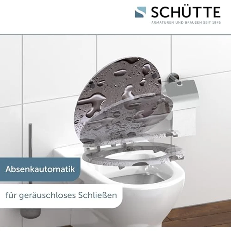 Schütte MDF WC-Sitz Grey Steel, mit Absenkautomatik und hygienischer Oberfläche, universale Form für handelsübliche WCs – Bild 3