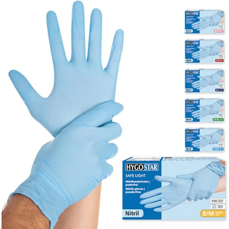 100 Stk Nitril Handschuhe Safe Light puderfrei blau 8 – Bild 2