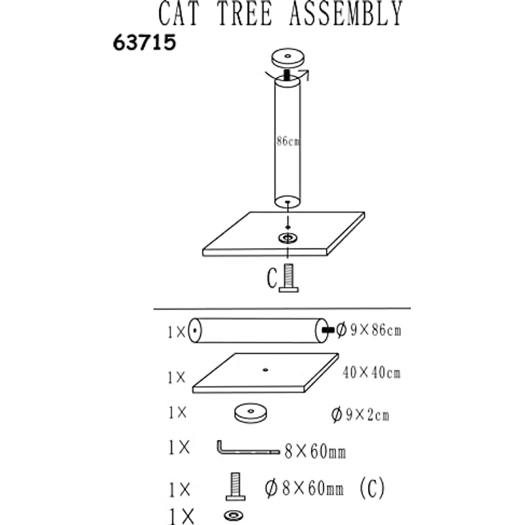 Nobby Kratzbaum Classic ANZIO, schwarz, 40 x 40 x 90 cm, 1 Stück – Bild 2