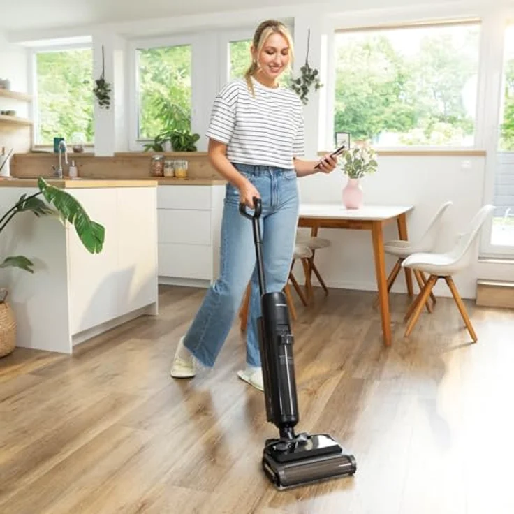 ROSMARINO VITAPUR ComboClean PRO 220W Nass Trockensauger Akku | 2-in-1 Staubsauger Kabellos mit Dual-Wassertank | Sprachassistent & Leichter Mop Akkustaubsauger für Hartböden, Tierhaare, in Blau – Bild 3