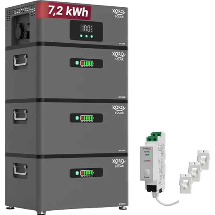 XORO SOLAR ATLAS-F 7.2 kWh Stromspeicher, modular erweiterbar bis 12 kWh, inklusive Shelly Pro 3 EM Smart Meter