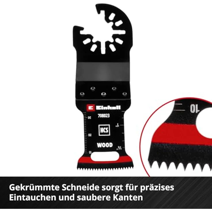 Einhell Tauchsägeblatt aus Kohlenstoffstahl für Holzbearbeitung, 32 mm Breite, 40 mm Eintauchtiefe, PTFE-Coating, gekrümmte Schneide, Schnellwechselfunktion – Bild 5