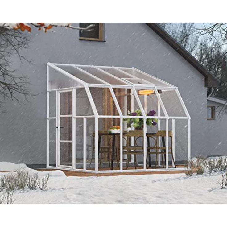 Palram - Canopia Gewächshaus Sun Room, BxTxH: 257 x 260 x 266 cm, BxLxH: 58 x 120 x 266 cm, 3 mm Wandstärke, lebenslang widerstandsfähige Wandpaneele, Alu Wintergarten Polycarbonat 2.6x2.6m, weiß – Bild 6