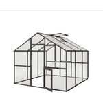 KGT Gewächshaus "Ortasia III", anthrazit-grau, 9,6 m² mit 4 mm ESG und 10 mm HKP, automatischer Fensteröffner