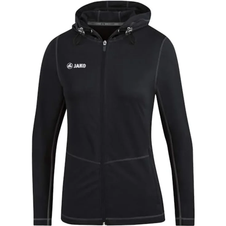 JAKO Kapuzenjacke Run 2.0 Damen, Polyester-Stretch-Jersey, mit Reißverschluss-Seitentaschen, Neongrün, Größe 44 – Bild 4