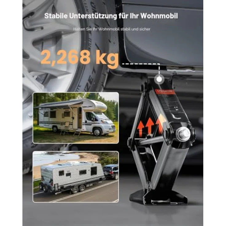 VEVOR Scherenwagenheber für Wohnmobile, 2268 kg Tragkraft mit Kurbel und Airbag-Nivellierer, 103–595 mm Hubhöhe, 2 Stück Set – Bild 2
