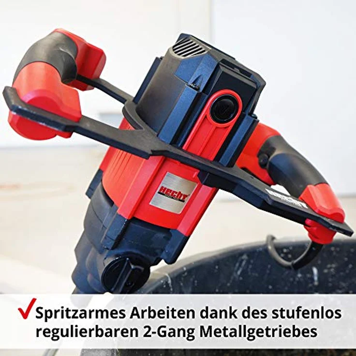 Hecht Rührwerk 1800 Watt, 2-Gang-Metallgetriebe mit ergonomischem Griff und 59 cm Rührquirl für dickflüssige Materialien – Bild 3
