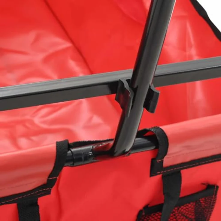 vidaXL Klappbarer Handwagen aus Stahl, 75 kg Tragkraft, rot, faltbar mit 360° drehbaren Vorderrädern – Bild 5