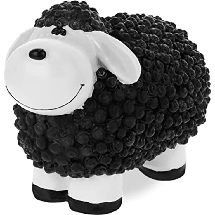 Relaxdays Gartenfigur Schaf, wetterfeste Dekofigur aus Polyresin, HBT: 16 x 21 x 12,5 cm, schwarz – Bild 1